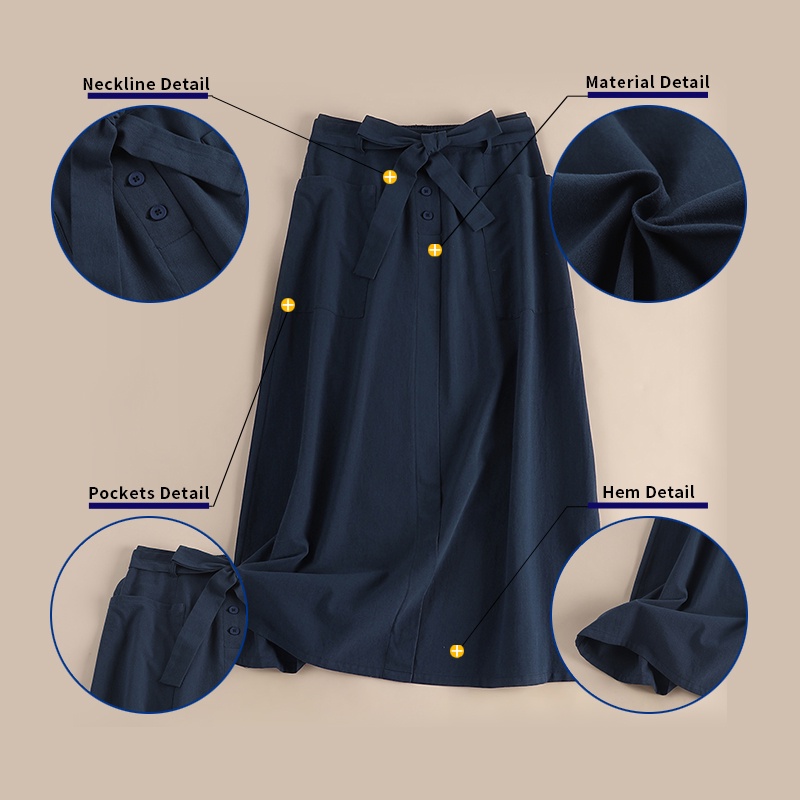 Zanzea Chân Váy Cotton Lưng Cao Có Túi Bên Hông Thời Trang Hàn Quốc Cho Nữ