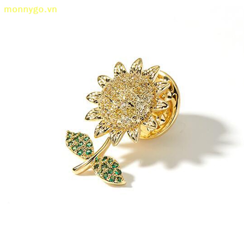 Monnygo trendy shiny rhinestone sunflower brooches anti-light buckle brooch vải cố định ghim nhỏ trang trí đường viền cổ áo phụ kiện mùa hè vn