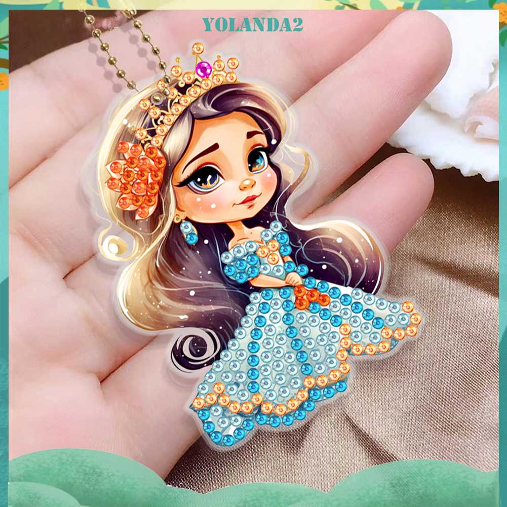 Móc Chìa Khóa Kim Cương 5D Họa Tiết Hoạt Hình Hai Mặt DIY Dành Cho Người Mới Bắt Đầu