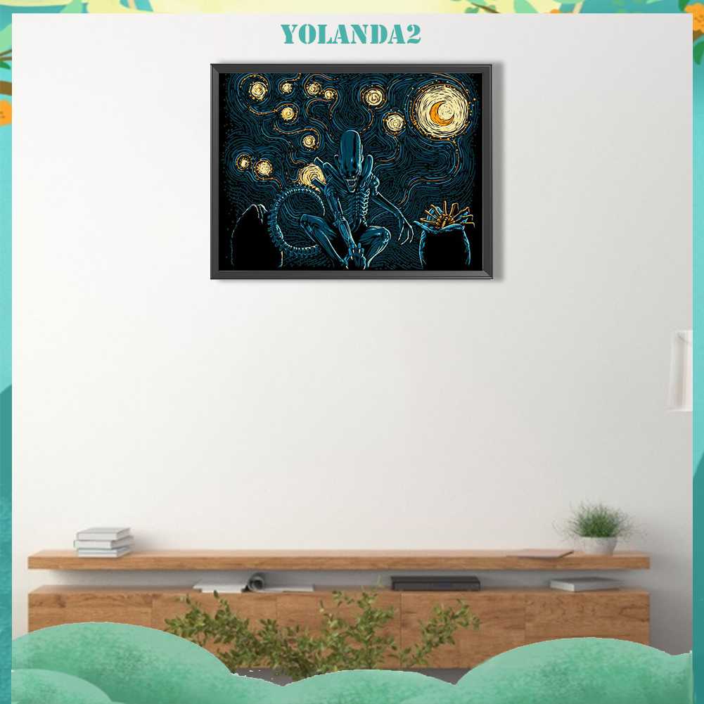 Tranh Đính Đá Kim Cương Toàn Bộ 5D DIY Hình Người Ngoài Hành Tinh