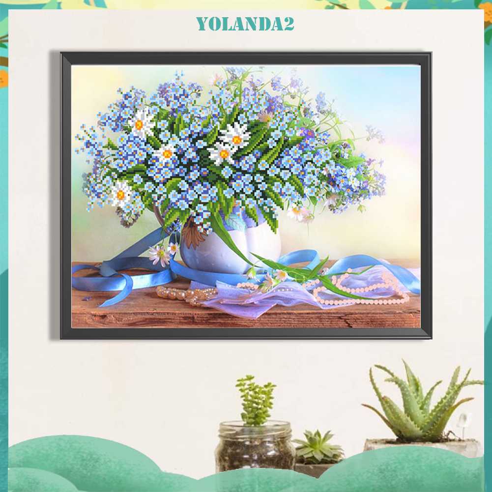 Tranh Đính Đá Kim Cương Toàn Bộ 5D DIY Hình Vẽ Hoa Trang Trí Nhà Cửa