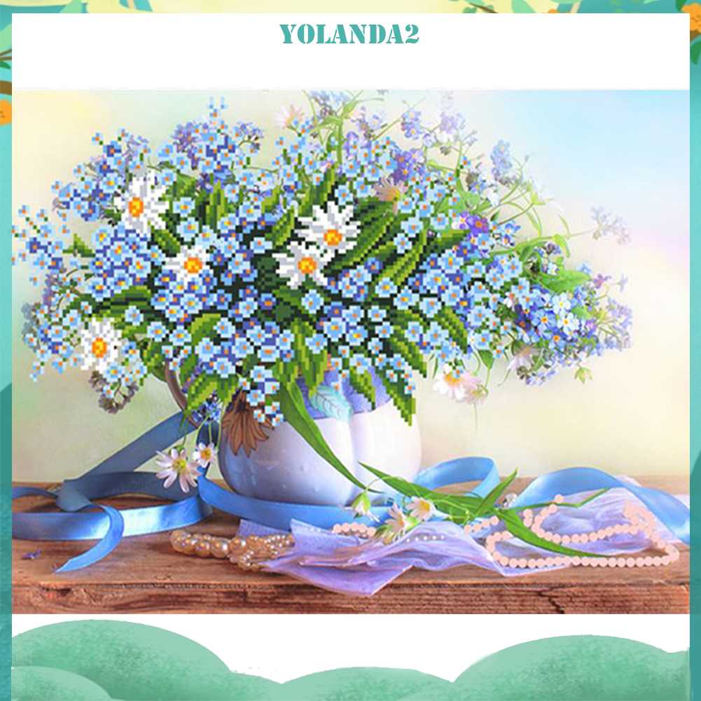 Tranh Đính Đá Kim Cương Toàn Bộ 5D DIY Hình Vẽ Hoa Trang Trí Nhà Cửa