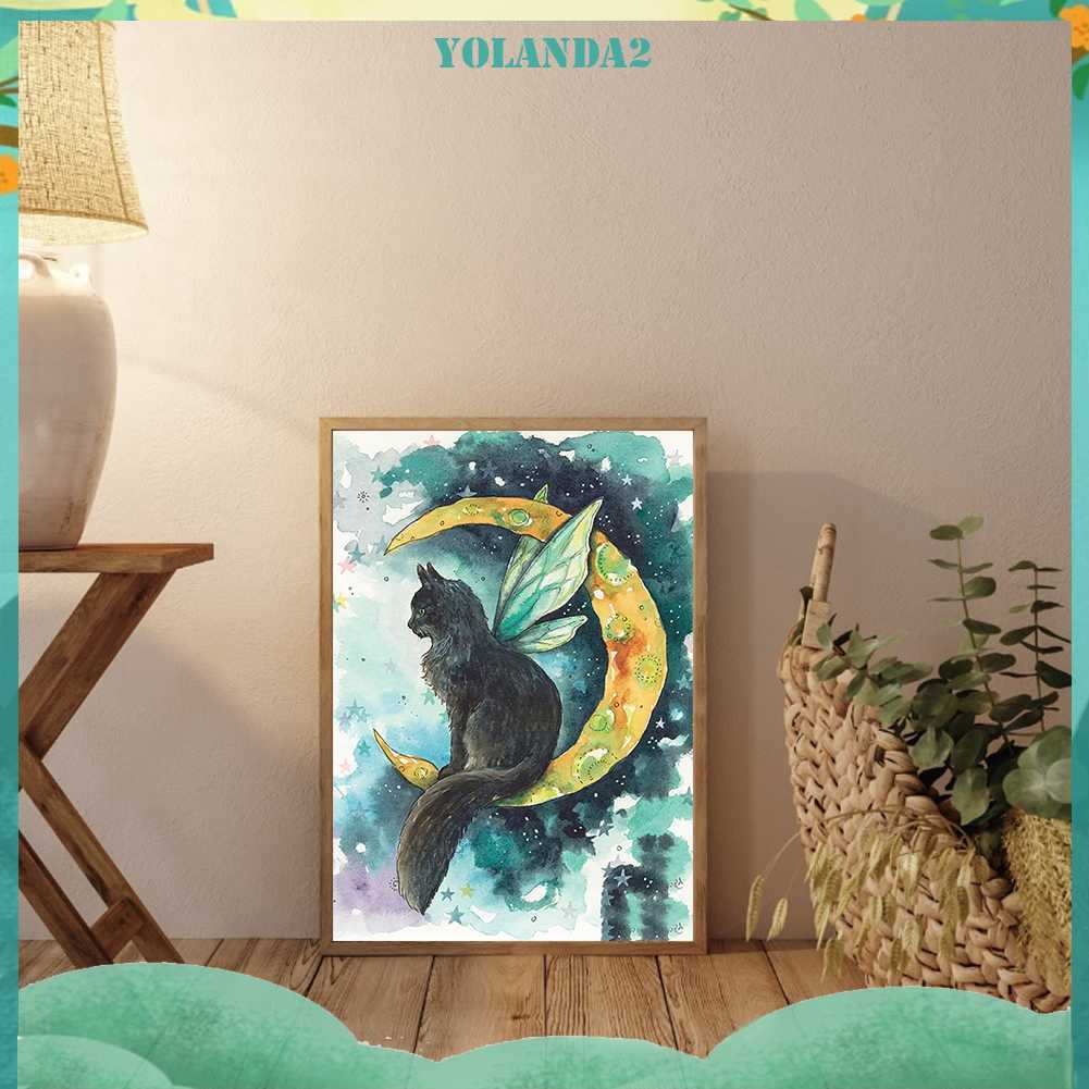 Tranh Đính Đá Kim Cương Toàn Bộ 5D DIY Hình Vẽ Mèo Trang Trí Nhà Cửa