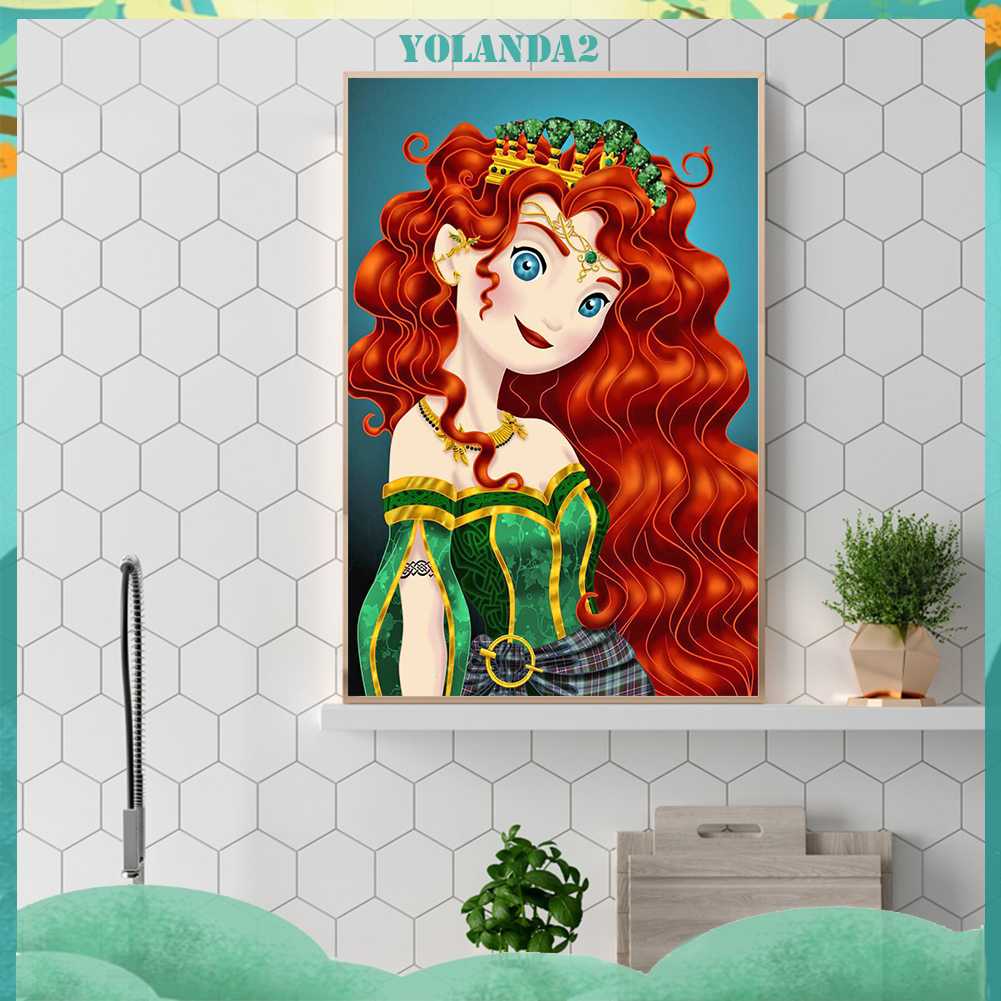 Tranh Đính Đá Kim Cương Toàn Bộ 5D DIY Hình Vẽ Công Chúa Merida