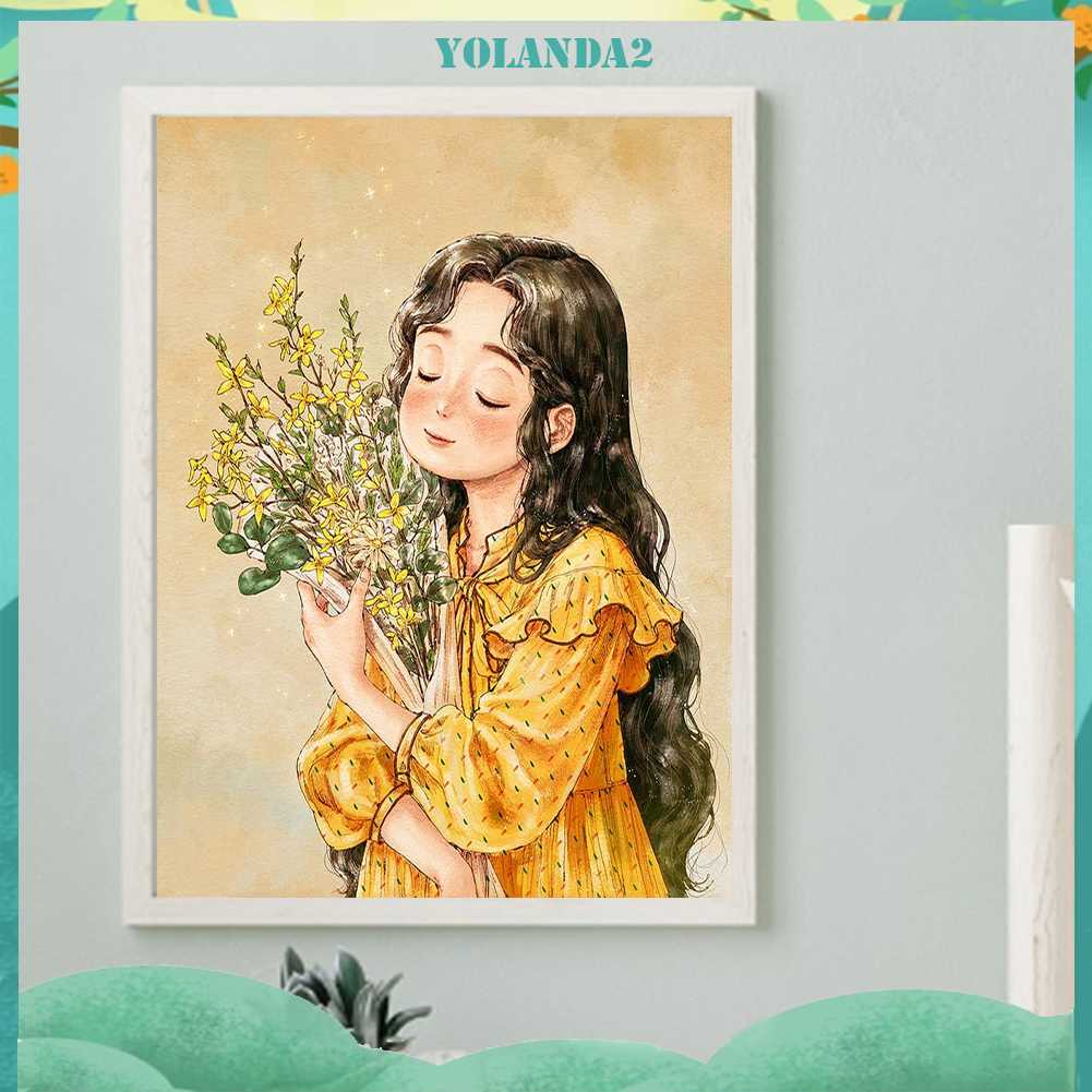 Tranh Đính Đá Kim Cương Toàn Bộ 5D DIY Hình Vẽ Cô Gái Trang Trí Nhà Cửa