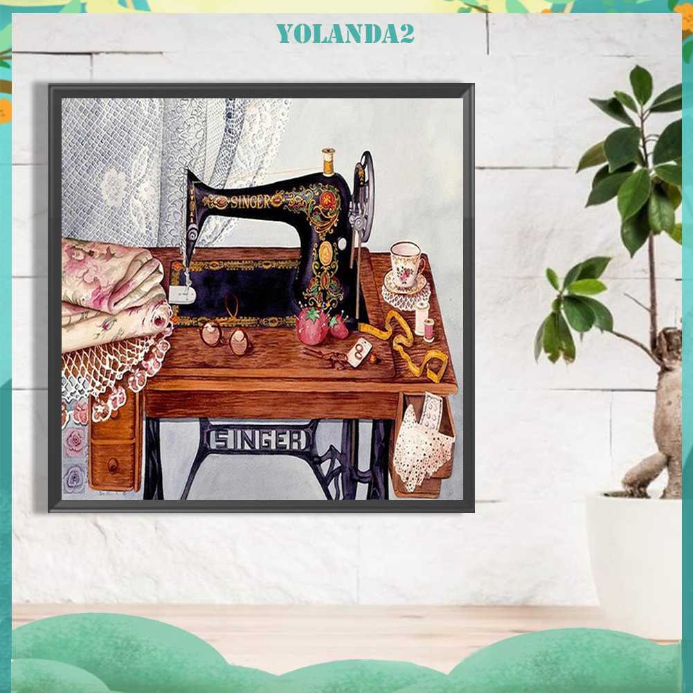 Tranh Đính Đá Kim Cương Toàn Bộ 5D DIY Hình Vẽ Máy May Trang Trí Nhà Cửa