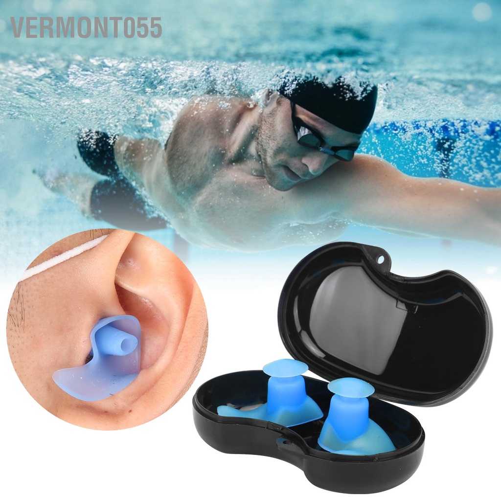 Vermont055 TOSWIM 1 Cặp Nút Tai Bơi Silicone Mềm Chống Nước Có Thể Tái Sử Dụng Cho Người Lớn