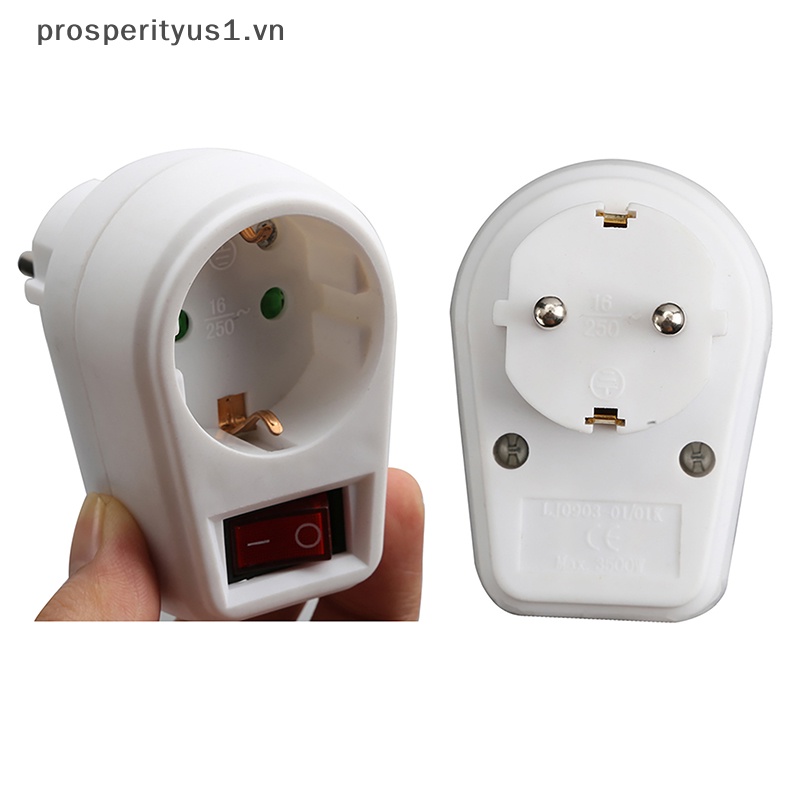 Ổ Cắm Điện Nối Dài Chuẩn Châu Âu Màu Trắng Có Công Tắc 16A 250V 3500W prosperityus1