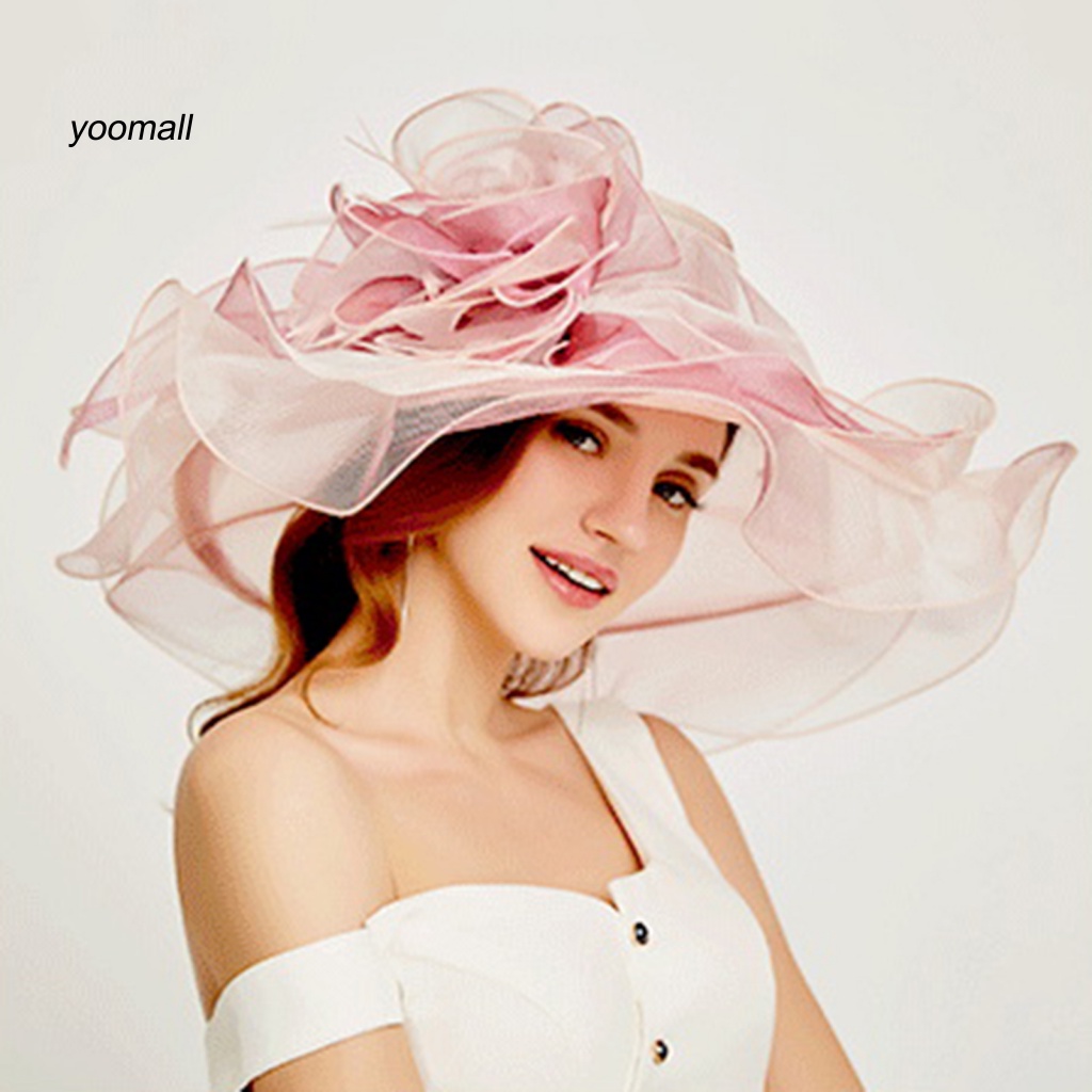 Mũ Lưỡi Trai Chống Nắng Viền Lưới Nhiều Lớp Nhìn Xuyên Thấu Chống Tia UV Trang Trí Hoa Cho Nữ