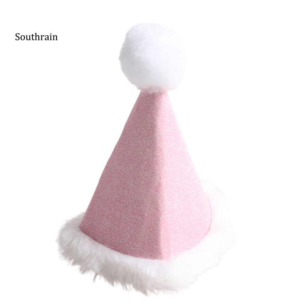 Mũ Đội Có Dây Rút Bề Mặt Bóng Lấp Lánh Trang Phục Cho Thú Cưng Chó Mèo Giáng Sinh