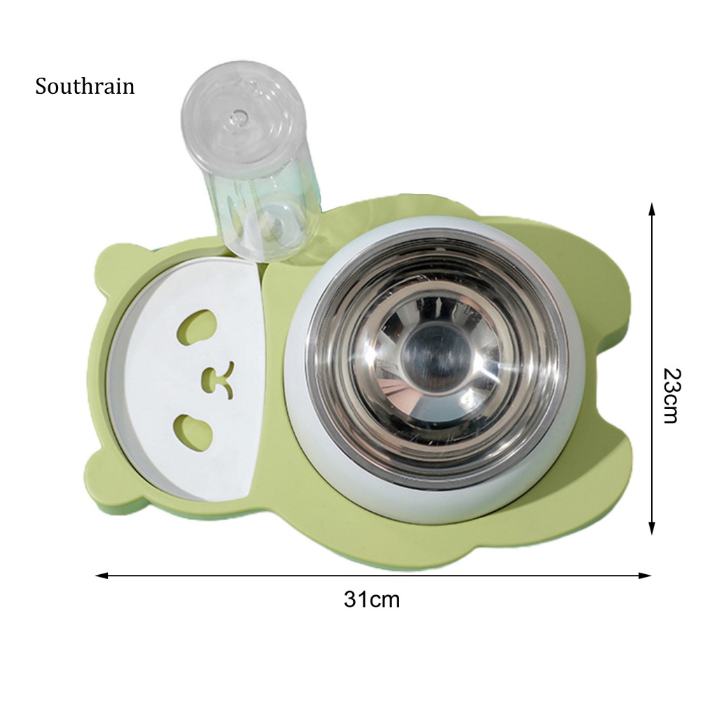 Bát Đựng Thức Ăn Nước Uống Tự Động Bằng Thép Không Gỉ Hình Gấu Trúc Hoạt Hình Cho Thú Cưng