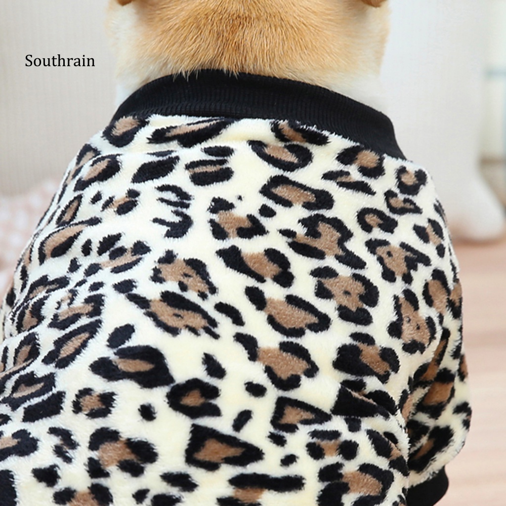 Áo Sweater Giữ Ấm Co Giãn Tốt In Họa Tiết Da Báo Cho Cún Cưng