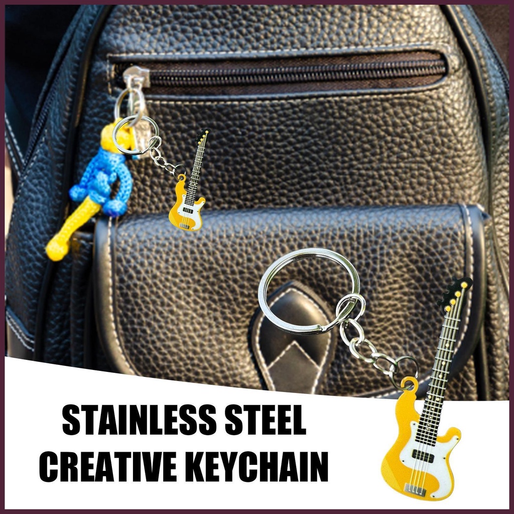 Móc Khóa Hình Cây Đàn Guitar Bằng Thép Không Gỉ