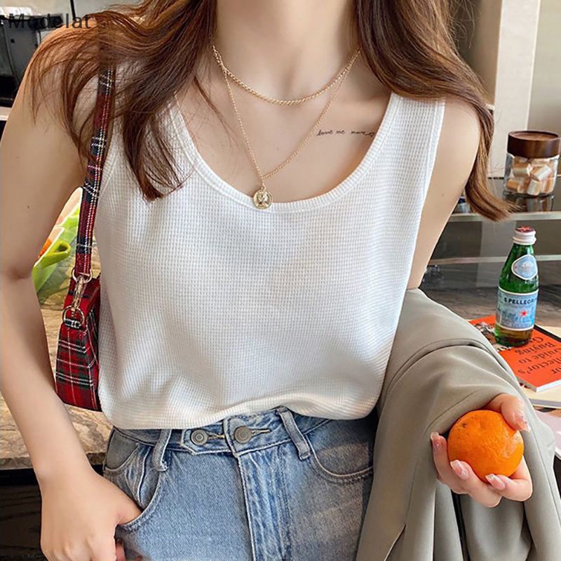 Áo Thun Sát Nách Màu Trơn Dáng Rộng Thời Trang Mùa Hè Cho Nữ