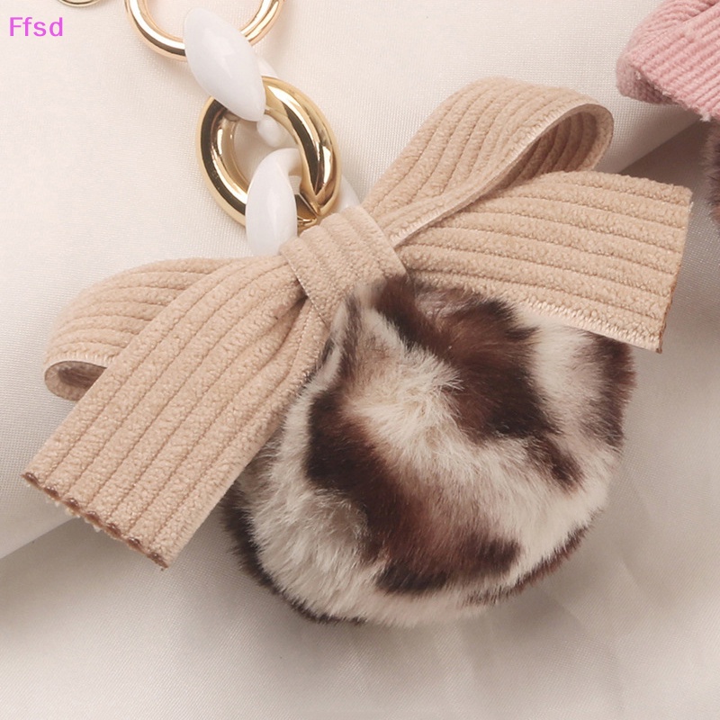 {Ffsd} Móc Khóa Banh Lông Xù Thắt Nơ Nhiều Màu Sắc Phụ Kiện Móc Khóa Túi Xách * Bán Chạy