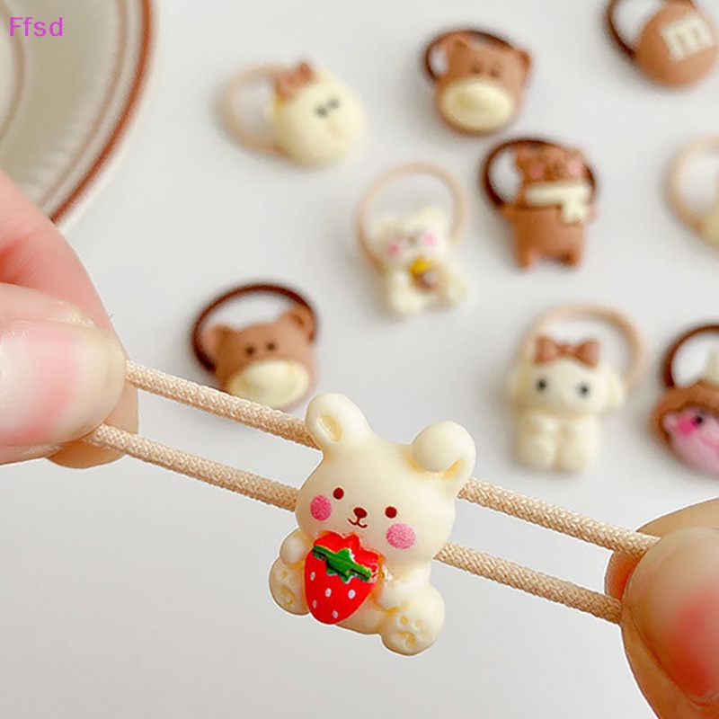 {Ffsd} Set 10 Dây Cột Tóc Đuôi Ngựa Co Giãn Mini Hình Động Vật Hoạt Hình Dễ Thương Cho Bé Gái * Bán Chạy