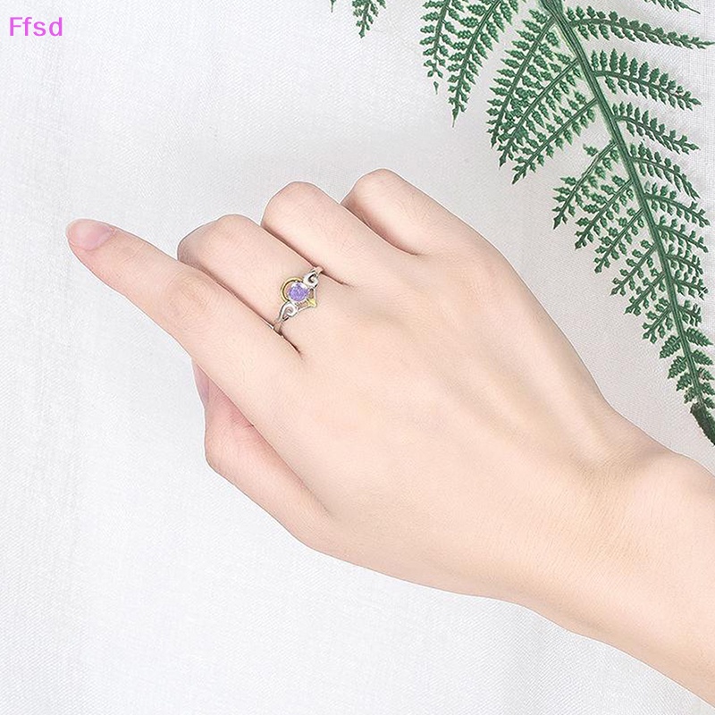 Bộ 1 / 2 Nhẫn Đính Đá Mặt Trăng / Cánh Thiên Thần Thời Trang Lãng Mạn Có Thể Điều Chỉnh Cho Cặp Đôi