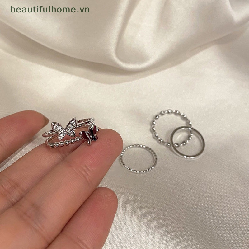 Nhẫn Đeo Ngón Trỏ Bằng Kim Loại Hình Bướm Có Thể Điều Chỉnh Thời Trang Cho Thanh Thiếu Niên [beauty]