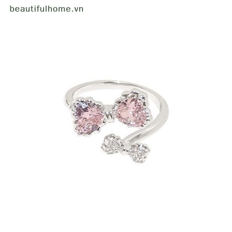 [beautifulhome] Nhẫn Hở Hình Nơ Màu Hồng Tinh Xảo Thời Trang Hàn Quốc Đơn Giản Cá Tính Có Thể Điều Chỉnh Làm Đẹp Cho Nữ [beauty]