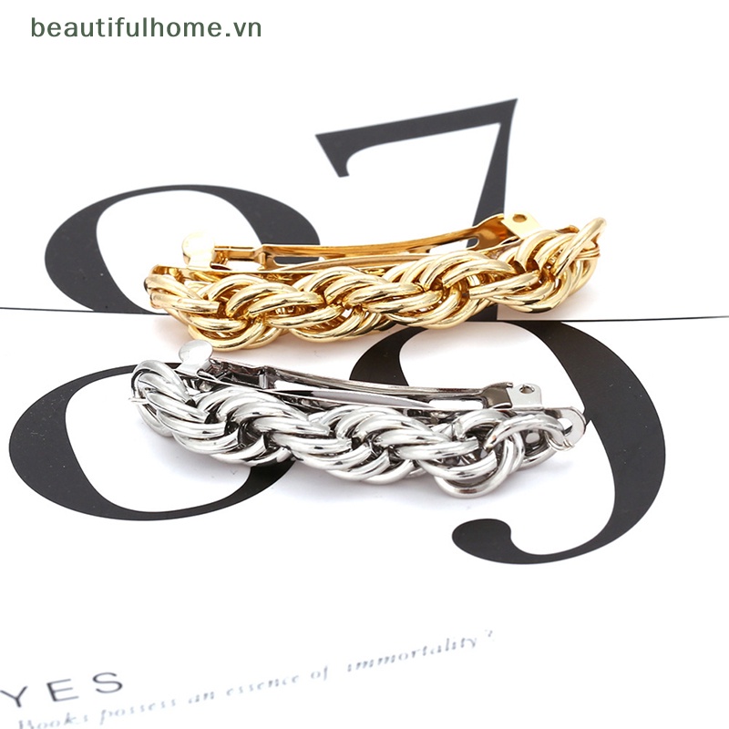 Kẹp Tóc Dạng Xoắn Bằng Kim Loại Màu Vàng / Bạc Tối Giản Cho Nữ