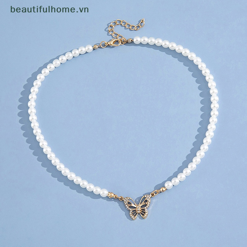 Vòng Cổ Choker Chuỗi Hạt Ngọc Trai / Bướm Thời Trang Vintage Thanh Lịch Cho Nữ