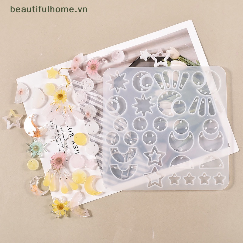 Khuôn Silicone Làm Mặt Dây Chuyền / Bông Tai Hình Trăng Sao Hình Học DIY