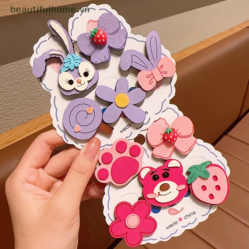 Set 5 Kẹp Tóc Hình Hoạt Hình Phong Cách Hàn Quốc Cho Bé Gái