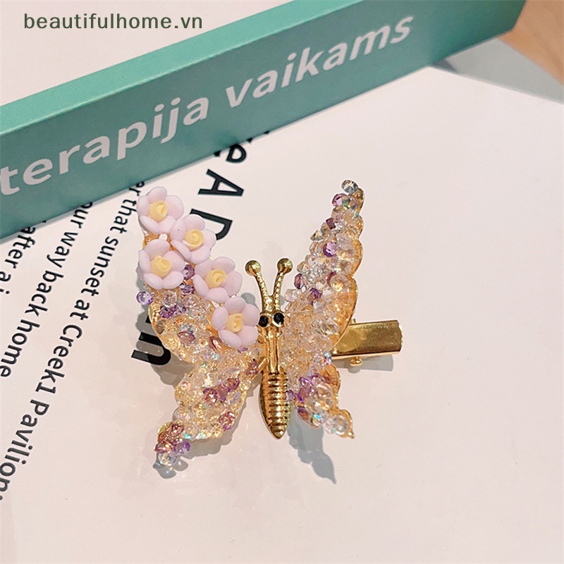 Kẹp Tóc Hình Cánh Bướm Phối Tua Rua Dễ Thương Cho Bé Gái