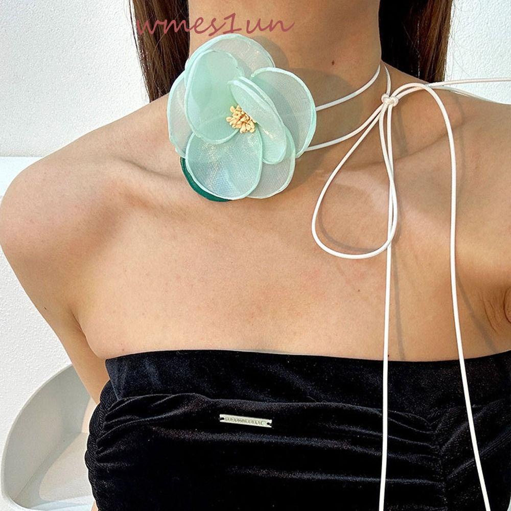 Vòng Cổ Choker Bằng Vải Phối Hoa Xinh Xắn WMES15H