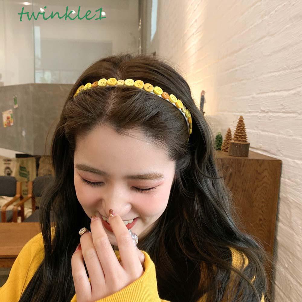 Băng Đô Cài Tóc Đính Nút Lấp Lánh Thời Trang Hàn Quốc Cho Nữ