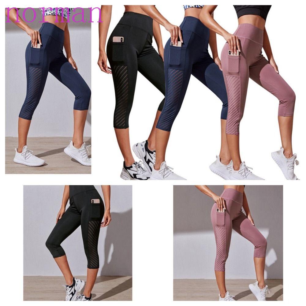 Quần Short Thể Thao NORMAN Đen / Hồng / Xanh Dương Đậm Phối Lưới Lưng Cao Nhanh Khô Size S / M / L / XL Cho Nữ