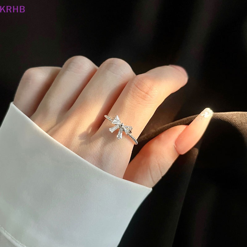 Nhẫn Hình Nơ Đính Đá Zircon Thời Trang Dành Cho Nữ Mới