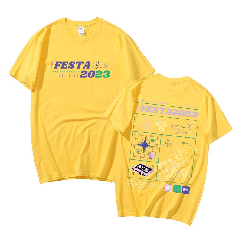 Áo Thun Cotton Tay Ngắn Dáng Rộng In Chữ ANNIVERSARY FESTA 2023 Kỉ Niệm 10 Năm Thời Trang Mùa Hè Cho Nam Và Nữ