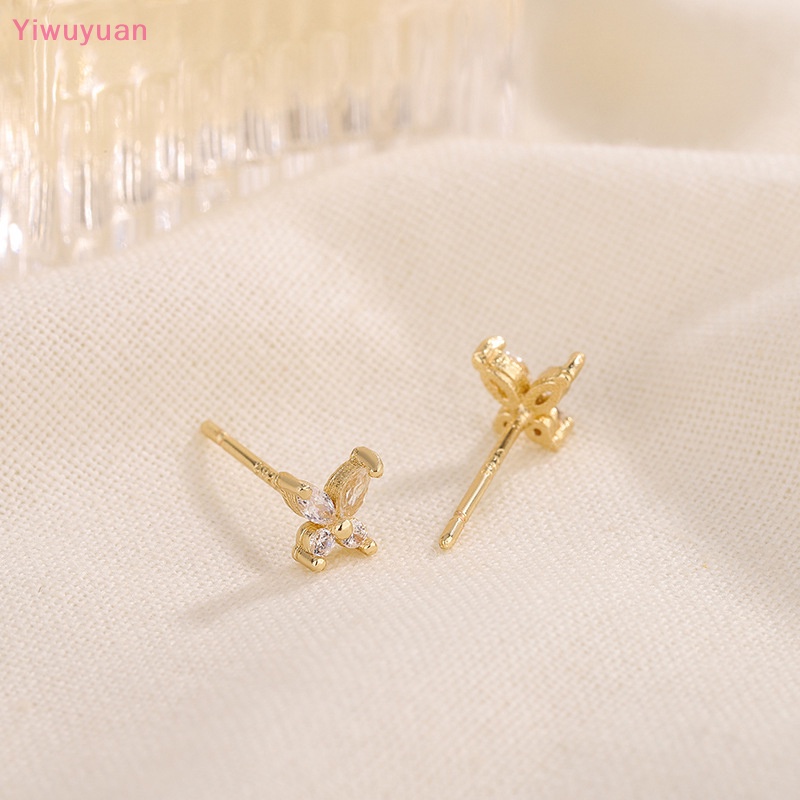 < Yiwuyuan > Khuyên Tai Hình Bướm Đính Đá Zircon Màu Bạc Cho Nữ Mới