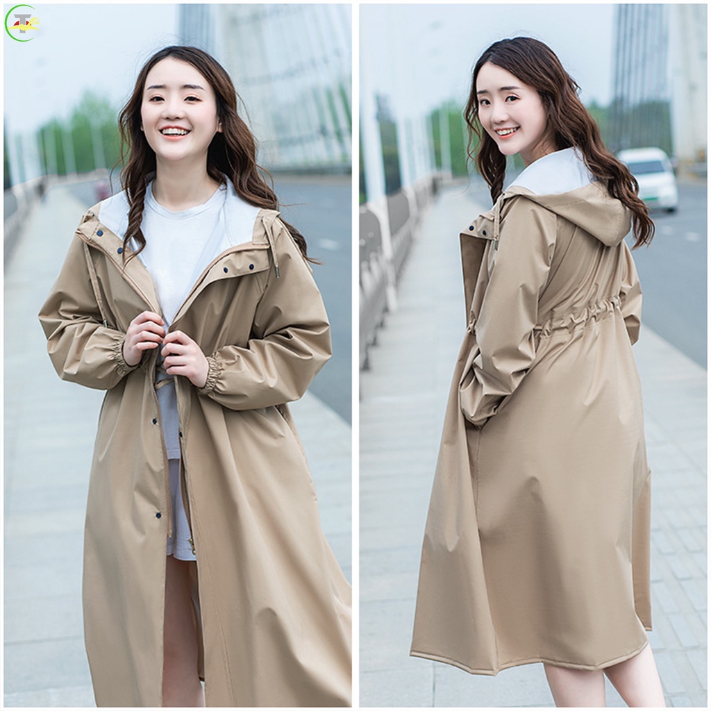 Áo Mưa Dáng Dài Có Mũ Trùm Chống Thấm Nước Gọn Nhẹ Có Thể Tái