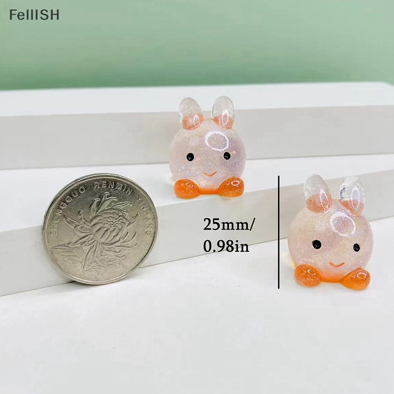 Bộ 2 Đồ trang trí Thỏ Dạ Quang Bằng Nhựa Resin 439br Trang Trí Sân Vườn / Xe Hơi