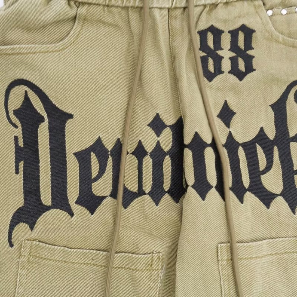 Quần Jean Dài Lưng Cao Dáng Rộng Phong Cách Retro Mỹ Cá Tính Cho Nam Nữ