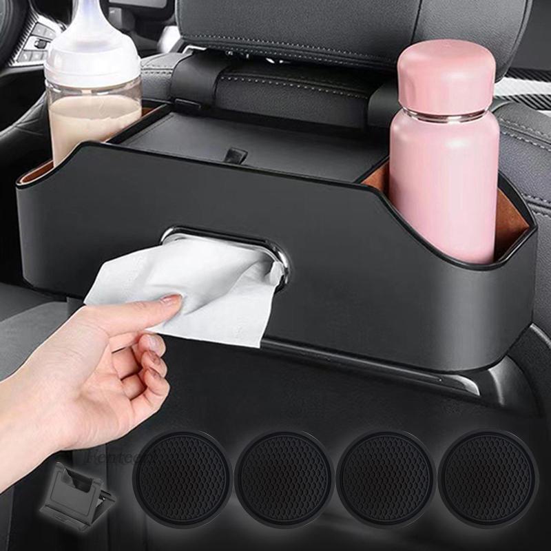 [Fenteer1] Túi Da PU Đựng Cốc / Khăn Giấy Gắn Ghế Ngồi Xe Hơi Chống Rách