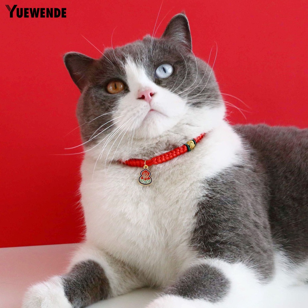 Yq.e Vòng Cổ Bện Dây Dài Mặt Ổ Khóa Màu Đỏ Phong Cách Trung Hoa Dành Cho Thú Cưng Đi Tiệc Mừng Năm Mới