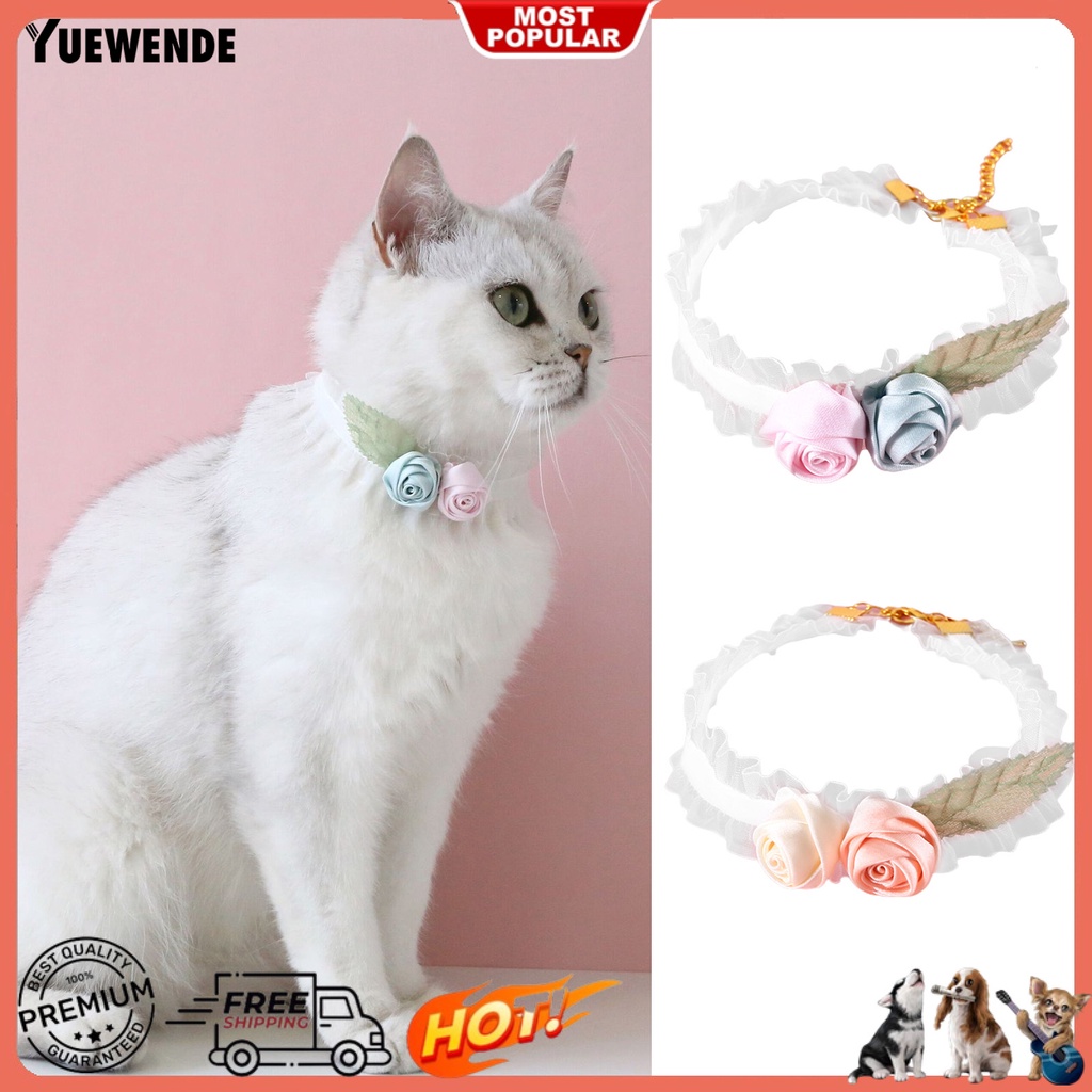 Yq.e Vòng Cổ Thú Cưng Co Giãn Hình Hoa 3D Thân Thiện Với Da Khóa Tôm Hùm Nhiều Màu Sắc Có Thể Điều Chỉnh Trang Trí Với