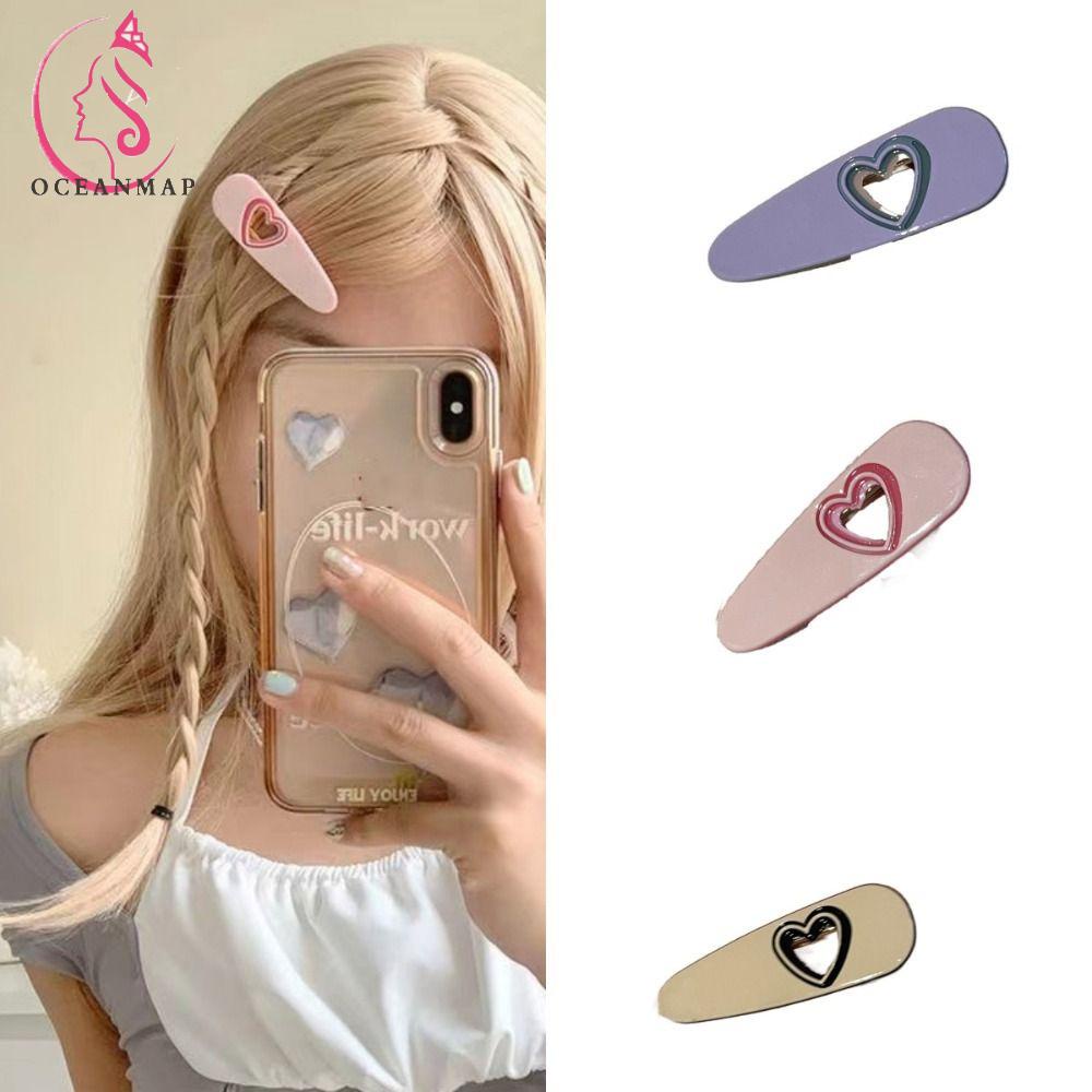 Kẹp Tóc Hình Trái Tim Phong Cách Harajuku Hàn Quốc Ngọt Ngào Đơn Giản
