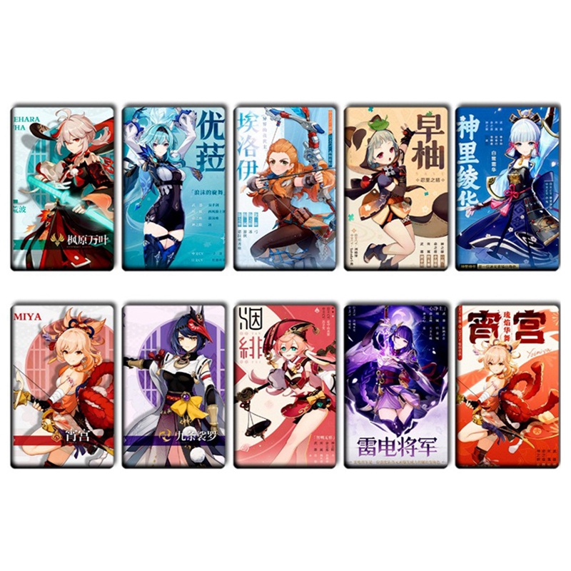 Set 10 Miếng Dán Thẻ Tín Dụng Ngân Hàng Chống Nước In Hình Anime Genshin Va Chạm