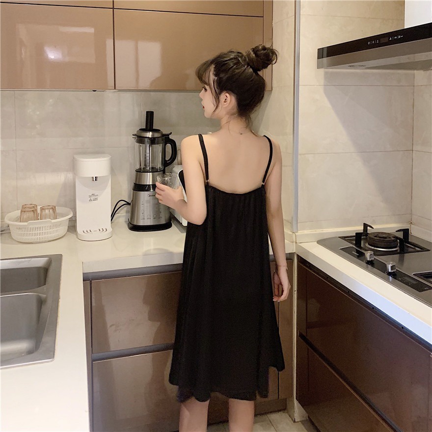 Đầm Ngủ Chất Liệu Lụa Đính Nơ To Dễ Thương Quyến Rũ Cho Nữ