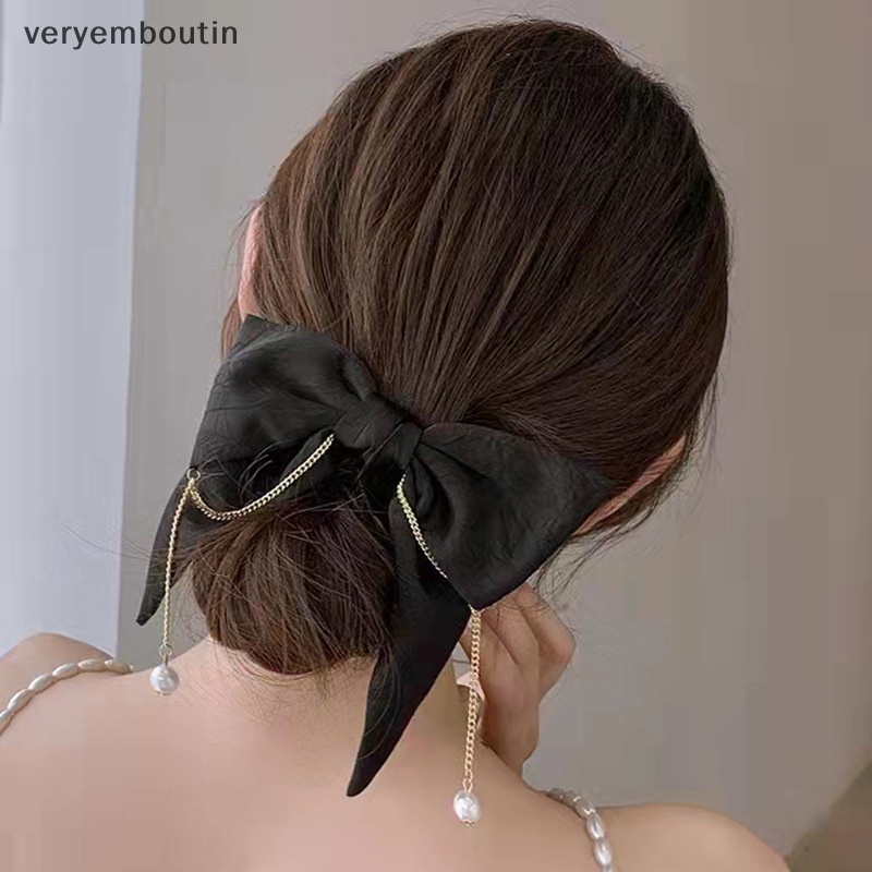 Kẹp Tóc Nơ Đính Ngọc Trai Thời Trang Cho Nữ