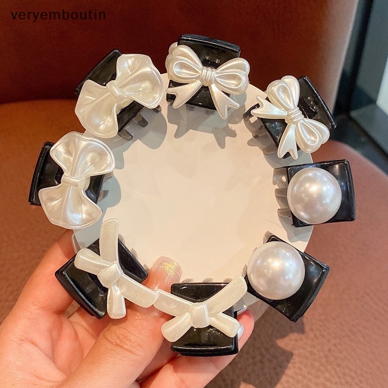 Kẹp Tóc Mini Hình Nơ Đính Ngọc Trai Dễ Thương Cho Nữ