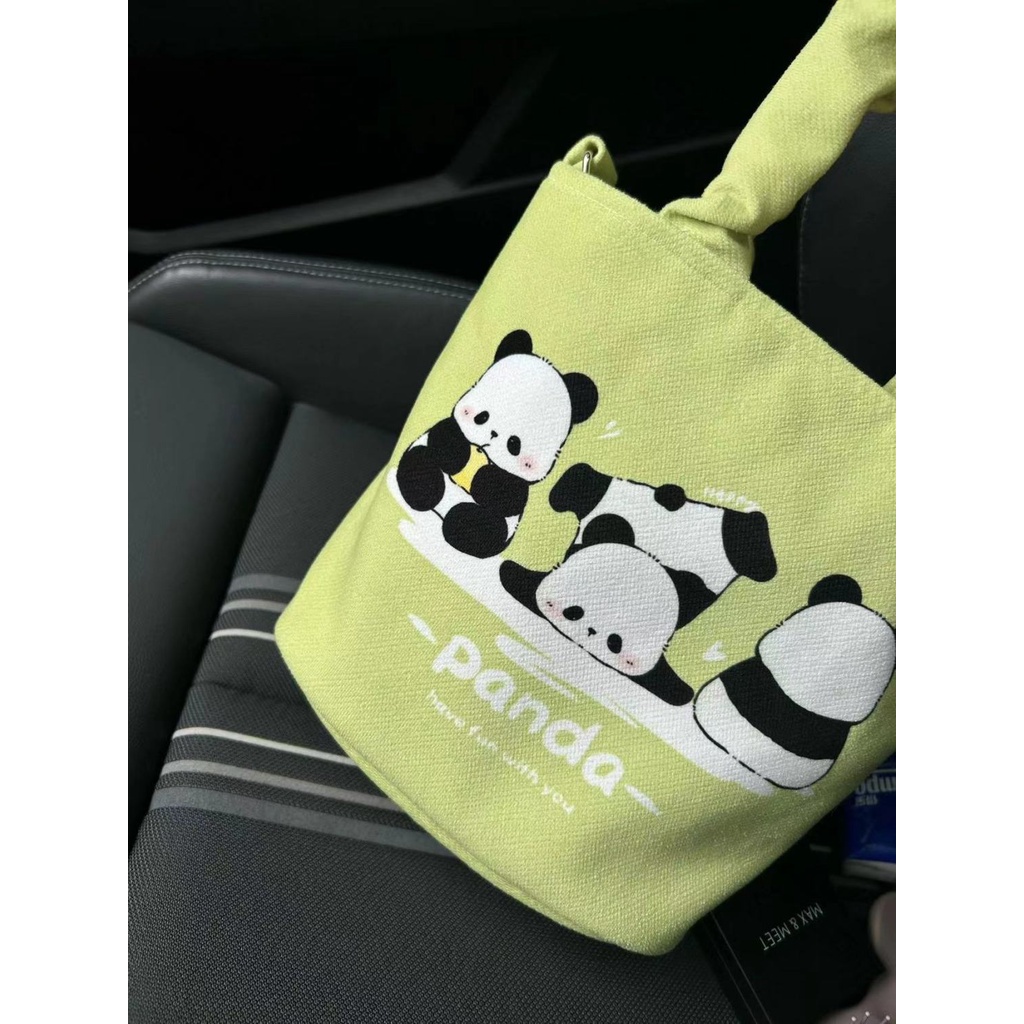 Túi Xách Canvas Họa Tiết Gấu Trúc Hoạt Hình Dễ Thương Cho Mẹ Bỉm Sữa