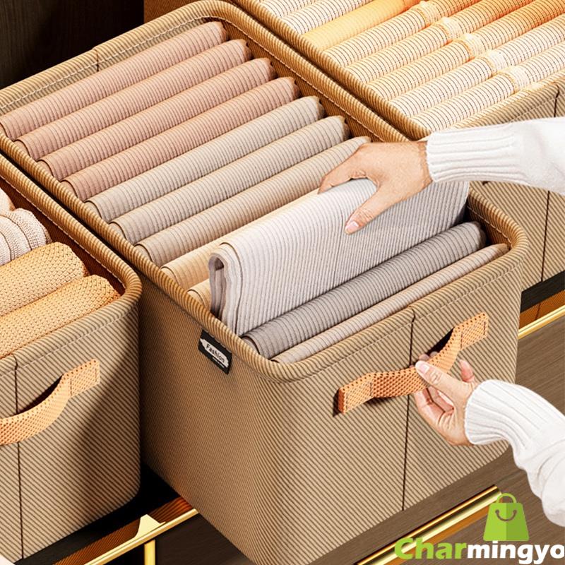 Hộp đựng xếp quần áo, có khung thép, vải Cation, mặt đáy khung gỗ MDF, tay cầm tiện lợi