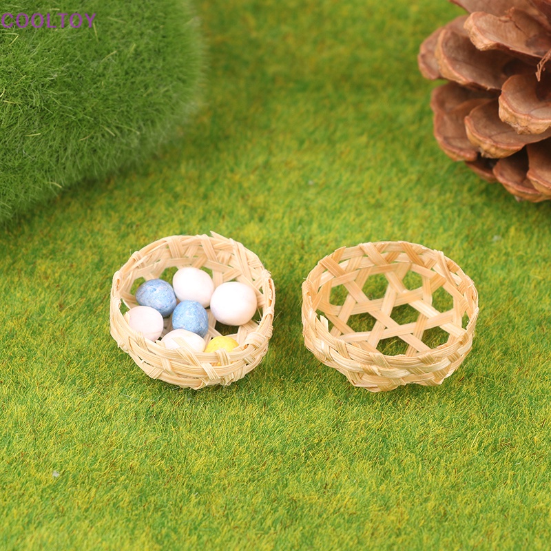 Mô Hình Rổ Tre Mini Hình Tròn Độc Đáo Trang Trí Nhà Búp Bê