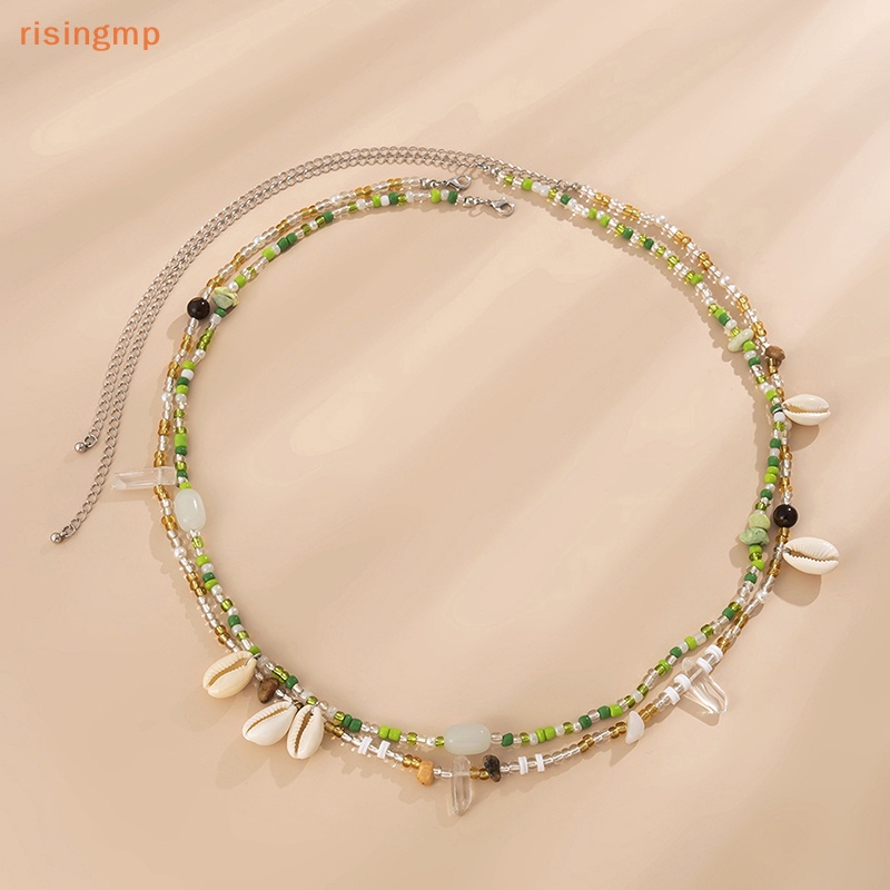 [risingmp] Dây Đeo Thắt Lưng Dệt Tay Xỏ Hạt Vỏ Sò Hình Học Thời Trang Bohemia Quyến Rũ Dành Cho Nữ