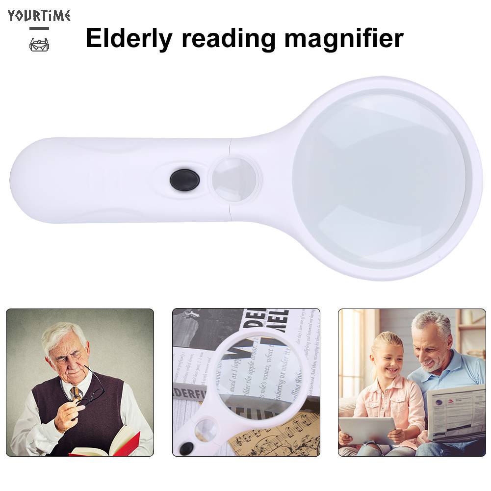 Kính Lúp Cầm Tay 3X 45X Có Đèn Dùng Đọc Sách Tiện Dụng